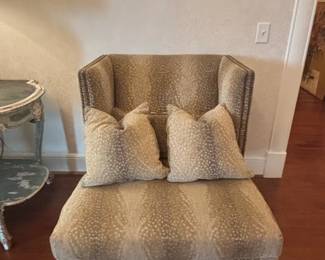 Anne Natural Fawn Print Wingback Chair