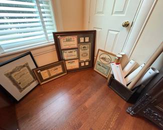 Collection of Vintage Railroad and Historical Financial Certificates