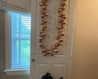 Gold and Rose Gold Ball Christmas Garland with Snowman Decoration