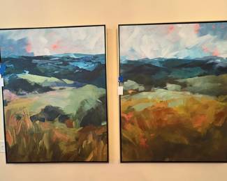 Modern Abstract Landscape Diptych Canvas Art