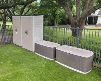 Lifetime Outdoor Resin Storage Set Vertical Sheds, Deck Boxes