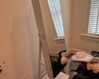 White Jewelry Armoire with Full Length Mirror and Drawer