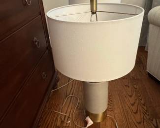 Pair of MidCentury Modern Ceramic Table Lamps with Brass Accents