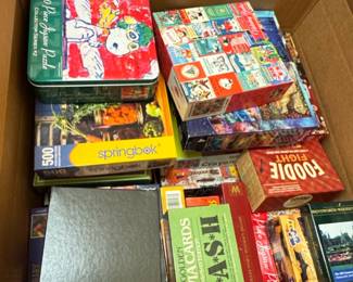 Assorted Jigsaw Puzzles and Trivia Games Lot