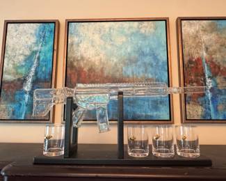 AR Rifle Whiskey Decanter Set with Bullet Glasses