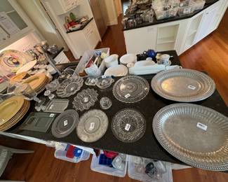 Vintage SilverPlated Serving Trays with Beaded Edges