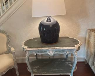 Dark Blue Ceramic Ginger Jar Table Lamp