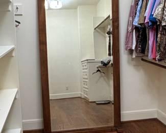 Antique Eastlake Style Carved Walnut FullLength Mirror