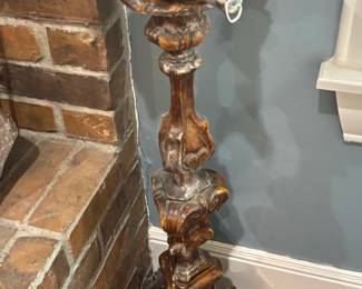 Ornate Giltwood Candlestick or Torchere