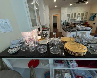Princess House Crystal Glassware and Gold Charger Plates
