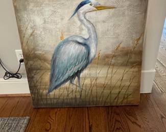 Great Blue Heron Textured Canvas Wall Art