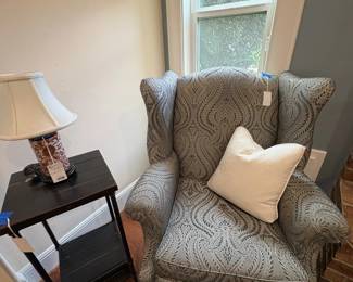Traditional Paisley Upholstered Wingback Chair with Nailhead Trim