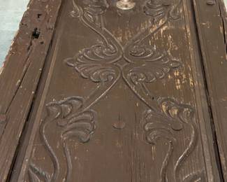 Antique Carved Oak Door with Door Knocker