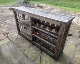 Rustic Reclaimed Wood and Metal Wine Bar Cabinet