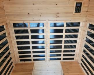 Person Hemlock Wood Far Infrared Sauna Cabin