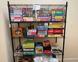 Collection of Assorted Vintage Jigsaw Puzzles and Board Games