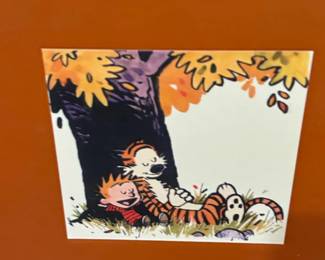 Calvin and Hobbes Sleeping Under Tree Licensed Art Print