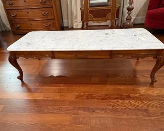 Vintage French Provincial Style MarbleTop Coffee Table