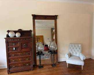 Victorian Eastlake Style Walnut Pier Mirror