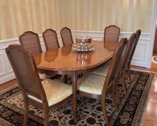 Drexel Rectangular Dining Table with Drexel Dining Chairs (8 Side Chairs & 2 Armchairs)