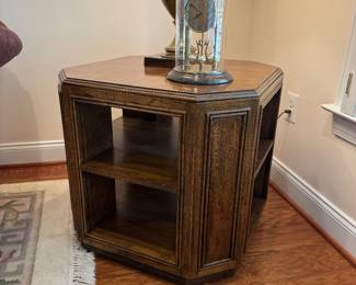 Vintage Drexel Octagonal Open Tiered Side Table (26"W x 26"D x 24"H)