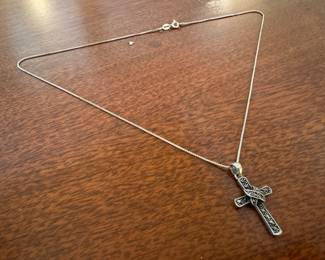 Sterling Silver Necklace with Sterling Silver Cross Pendant