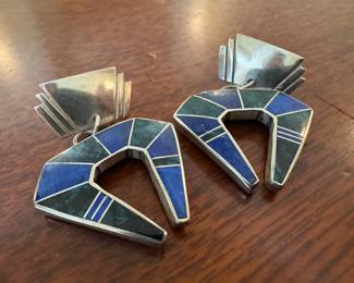 Ray Tracey Knifewing Navajo Sterling Silver Inlay with Blue Lapis & Green Turquoise 