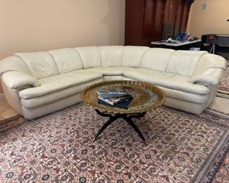 Salotti Natuzzi Leather Sectional Sofa (RAF/LAF Loveseat - 55"W x 40"D x 28"Back Height / Center Seat- 64"W)