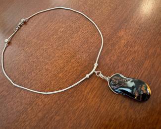 Sterling Silver Necklace with Dichroic Glass Pendant