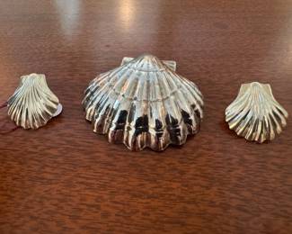 Sterling Silver Shell Earrings with Sterling Silver Shell Pin