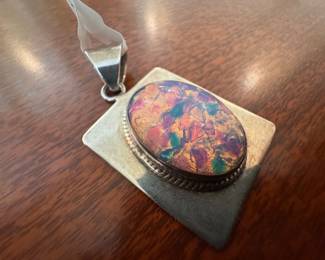 Sterling Silver & Vintage Art Glass Pendant