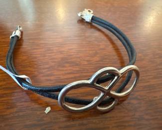 Sterling Silver with Leather Band Bracelet