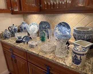 Large Collection of Cut Glass & Delft China
