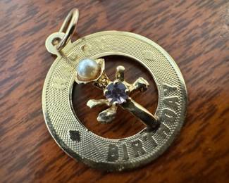 14K Gold Happy Birthday Pendant