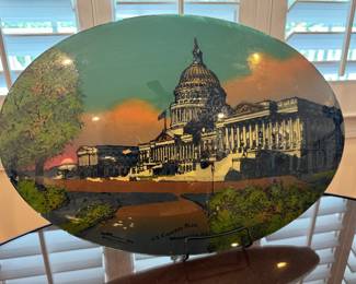 U.S. Capitol Reverse Glass Painting - Copyrighted 1916 - Chicago Portrait Co. 