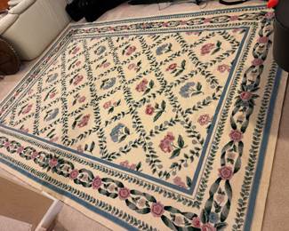 Vintage French Aubusson Style Wool Rug (8.9'W x 11"L)