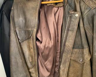 Leather bomber jacket