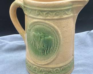 Salt glazed yellow ware dairy pitcher