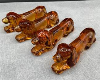 Amber dachshund knife rests