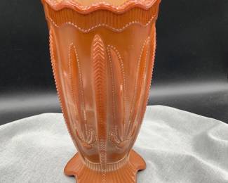EAPG Greentown Glass Chocolate Slag Cactus Vase