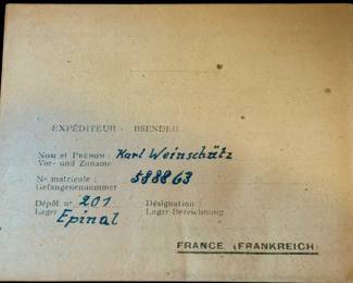 WW2 German Prisoner of War Letter from prison camp in France