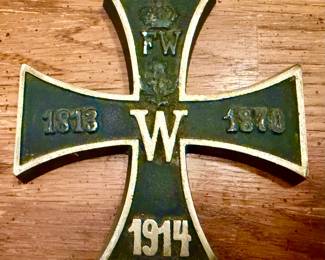 1914 WWI German Iron Imperial Cross 4" Paperweight Prussian 1813-1870- Original