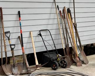 Yard tools, shovels, rakes,