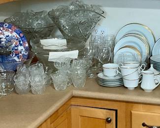 Kitchen, several punch sets, fine china