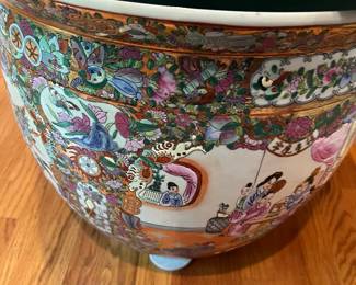 Close up of hand painting of fish bowl table 
