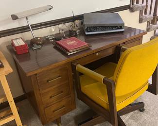 Mid century desk ,mid century chair 