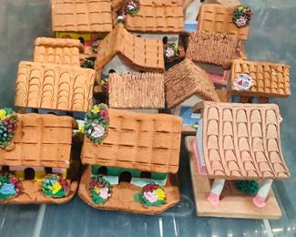 Collection of Hand-Painted Miniature Village Houses & Garden Cottages
