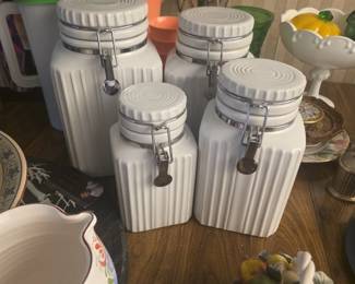 matching set of four ceramic kitchen storage canisters