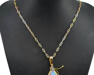 Opal & Diamond Pendant Necklace