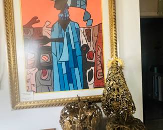 Cundo BermΓΊdez, Cuban Art, Serigraph, Modernist Art, Latin American Art, Don Quixote, Virgen de la Caridad del Cobre, Religious Sculpture, Decorative Metalwork, Estate Collection, Framed Artwork, Collectibles